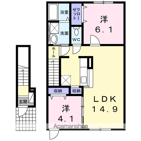 VIERGE(2LDK/2階)の間取り写真