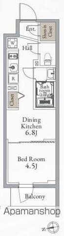 グランカーサ町屋(1DK/5階)の間取り写真