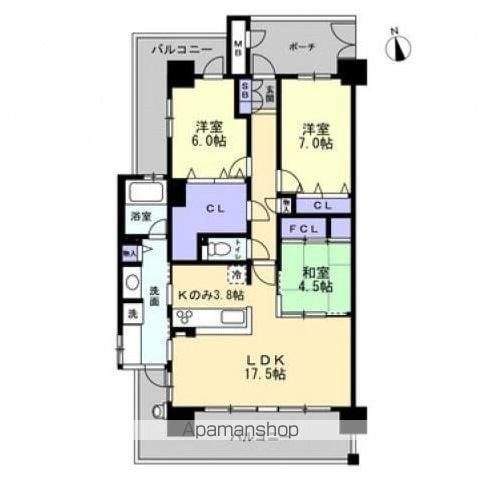 アルファステイツ木太レインボー通(3LDK/3階)の間取り写真