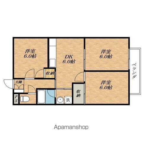 コーポラスれんげ(3DK/1階)の間取り写真