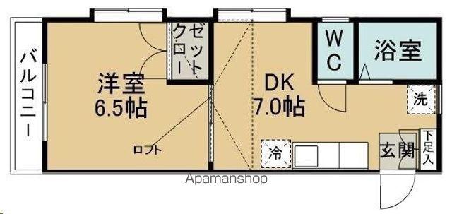 黒松ヒルズ(1DK/2階)の間取り写真