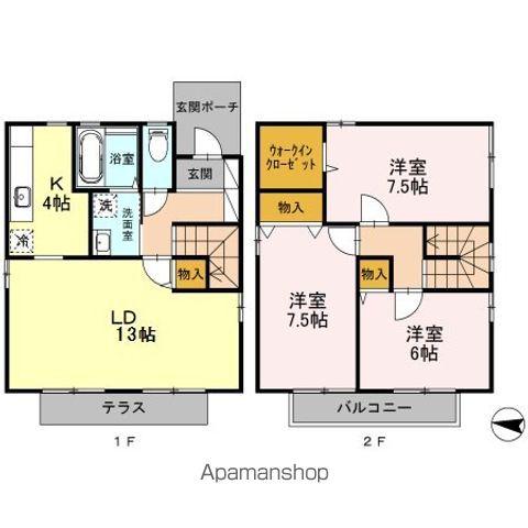 武蔵野線 吉川駅 徒歩17分 2階建 築26年(3LDK)の間取り写真