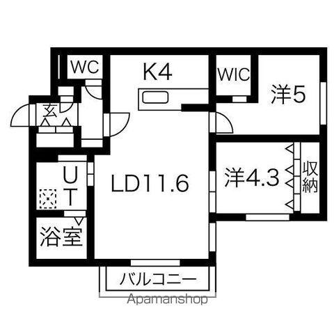 CROSSBELL524(2LDK/1階)の間取り写真