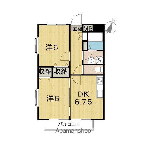 Kハウス(2DK/2階)の間取り写真