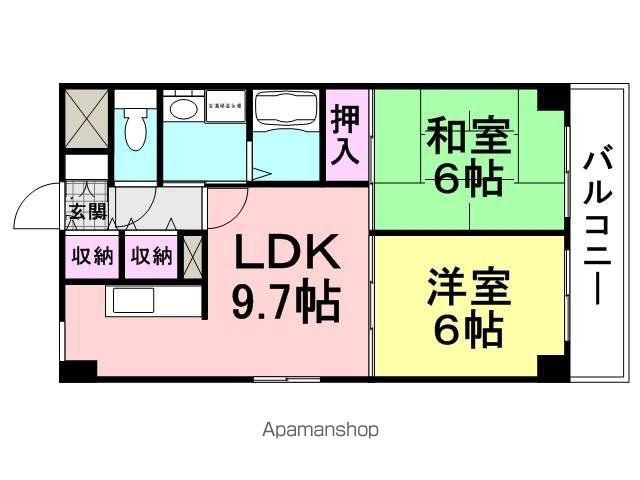 ラクシュミー常光寺(2LDK/6階)の間取り写真
