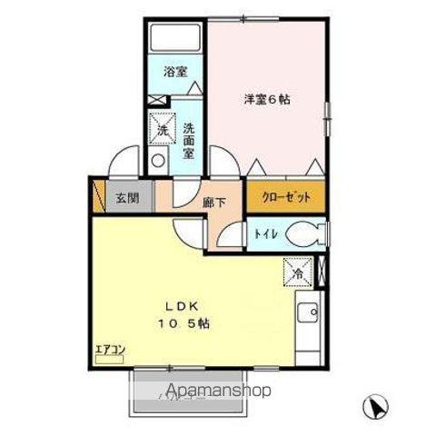 ワカシバウィルモア(1LDK/2階)の間取り写真