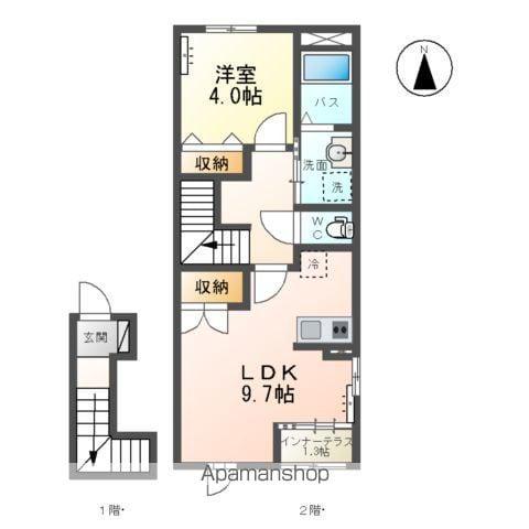 永井川アパートB棟(1LDK/2階)の間取り写真