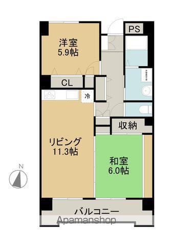 ハイヒルズクマノ(2LDK/3階)の間取り写真