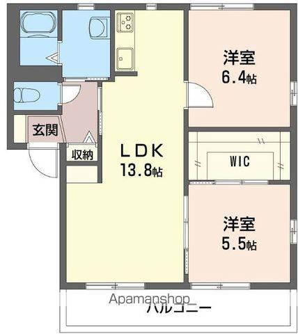 ディアコートA(2LDK/1階)の間取り写真
