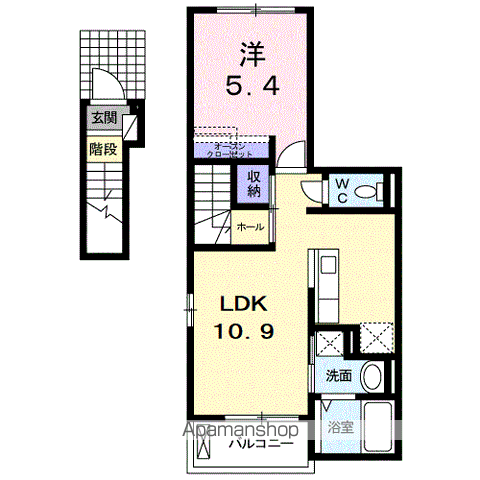 山陽本線 福山駅 バス乗車時間：10分 地吹町バス停で下車 徒歩17分 3階建 築12年(1LDK/2階)の間取り写真