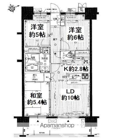 レヴィールヒルズ入間リバービュー(3LDK/8階)の間取り写真