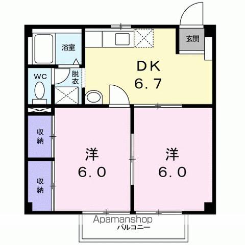 ニューシティ池之端(2DK/2階)の間取り写真