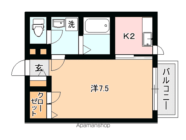E-テラス(1K/2階)の間取り写真