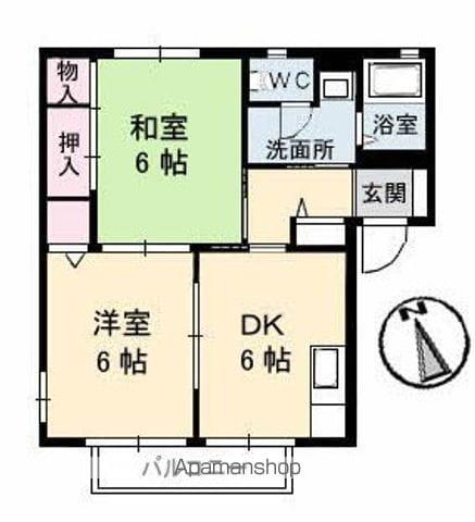 メゾンティアラ(2DK/2階)の間取り写真