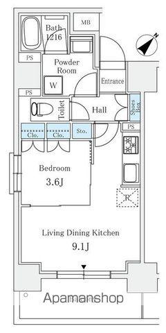 サンライズ茅場町(1LDK/3階)の間取り写真