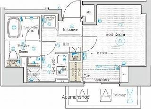 ベルグレード王子 DUE(1K/9階)の間取り写真