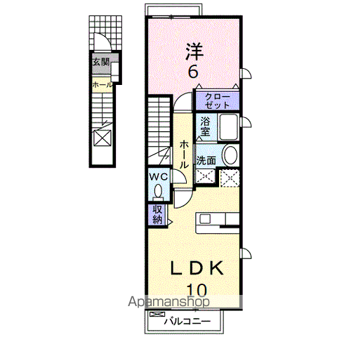 グラティテュード(1LDK/2階)の間取り写真