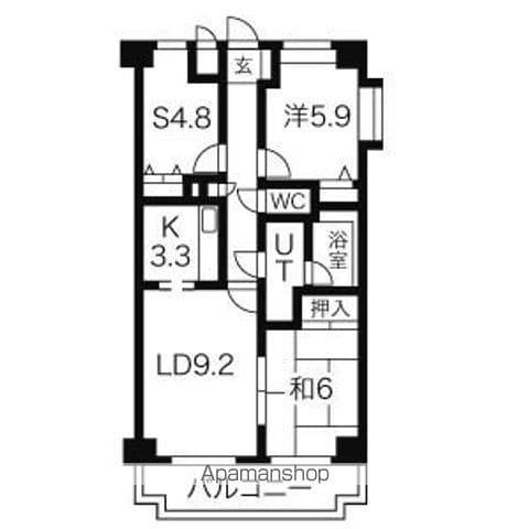 グラン・ディア新瑞(2SLDK/11階)の間取り写真
