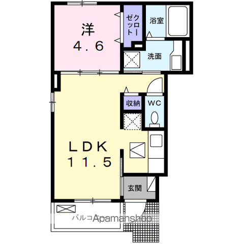 ブローテ Ⅳ(1LDK/1階)の間取り写真