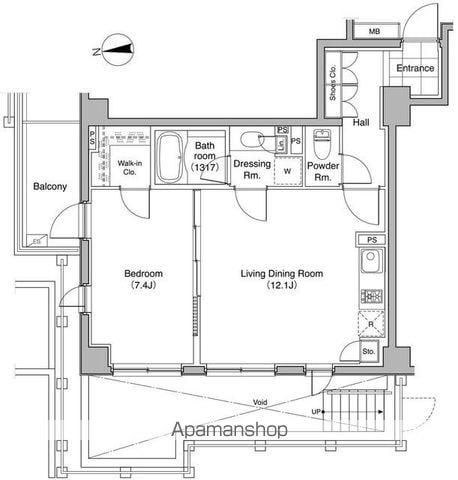 コートレアル三田綱町(1LDK/2階)の間取り写真