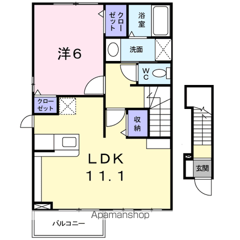 グラン マレ A(1LDK/2階)の間取り写真
