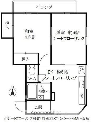 コーポ五十嵐(2DK/2階)の間取り写真