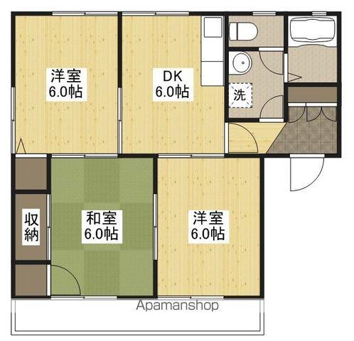 ハイツ谷中E棟(3DK/2階)の間取り写真