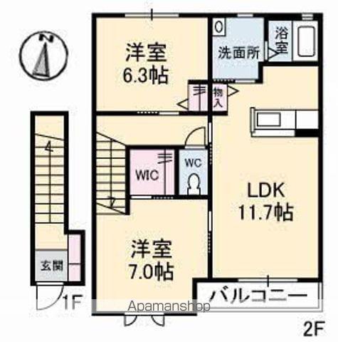 沢井手フラッツ(2LDK/2階)の間取り写真
