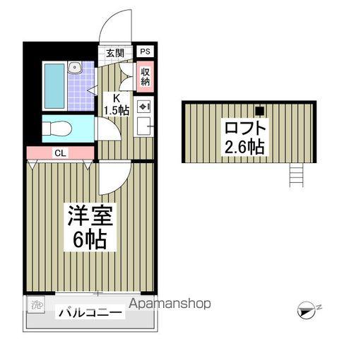 Kフレール(1K/2階)の間取り写真