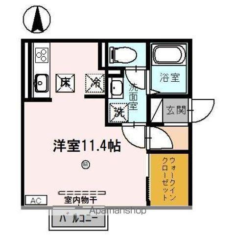 ポワロ Ⅱ(ワンルーム/1階)の間取り写真