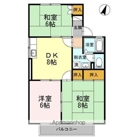 シティパレスまつうら B(3DK/1階)の間取り写真