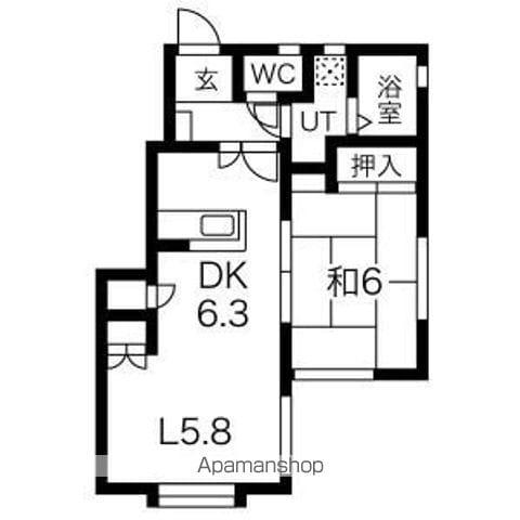 ドエル中新(2DK/1階)の間取り写真