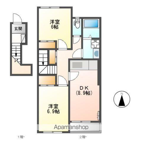 CASA 1(2DK/2階)の間取り写真