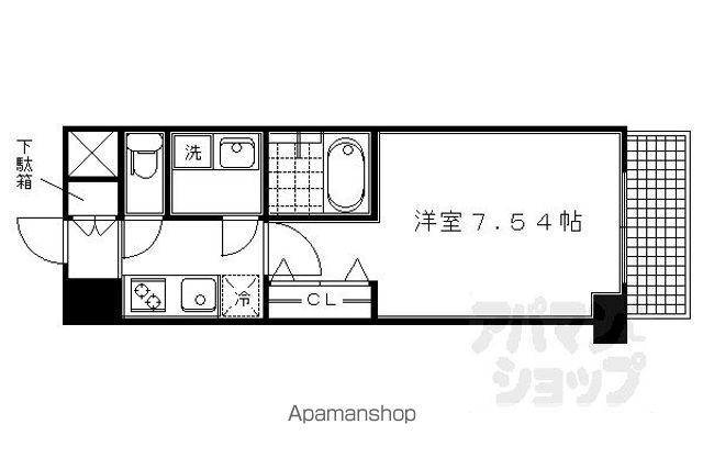 CREA二条城北(1K/1階)の間取り写真