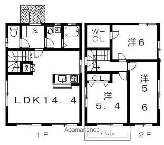 宮城県仙台市宮城野区 2階建 築19年(3LDK)の間取り写真