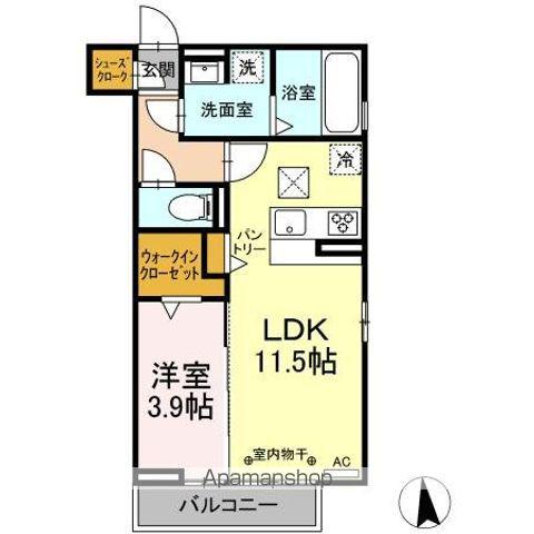 D-ROOM CIEL(1LDK/1階)の間取り写真