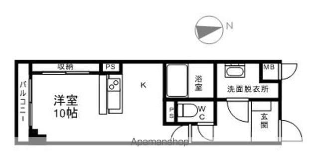 MS イースト(ワンルーム/1階)の間取り写真