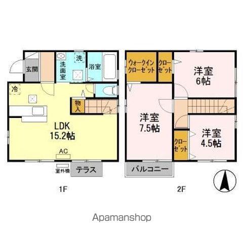 フローラルアベニュー 島崎 A(3LDK/1階)の間取り写真