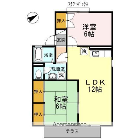 エクセルクローバーB棟(2LDK/1階)の間取り写真