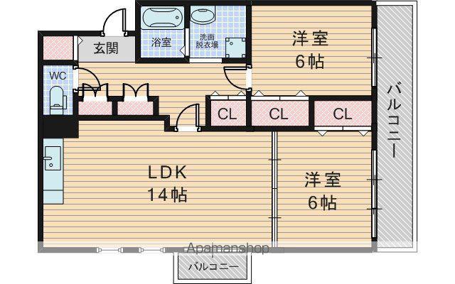 カルムJ-1(2LDK/1階)の間取り写真