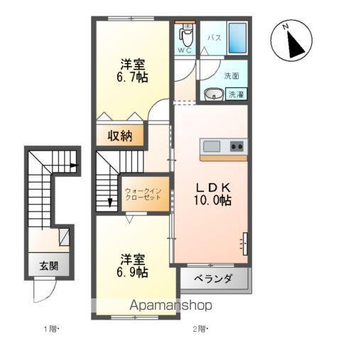 ヴァン ヴェール(2LDK/2階)の間取り写真