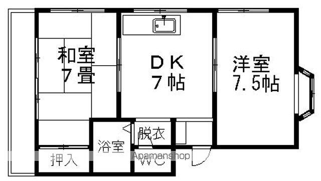フランソワール(2DK/2階)の間取り写真