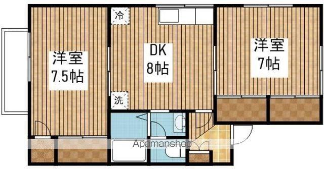 SUMONサンライズ(2DK/1階)の間取り写真