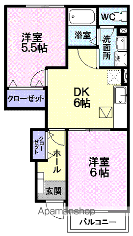 フォーリストガーデンⅡ(2DK/1階)の間取り写真