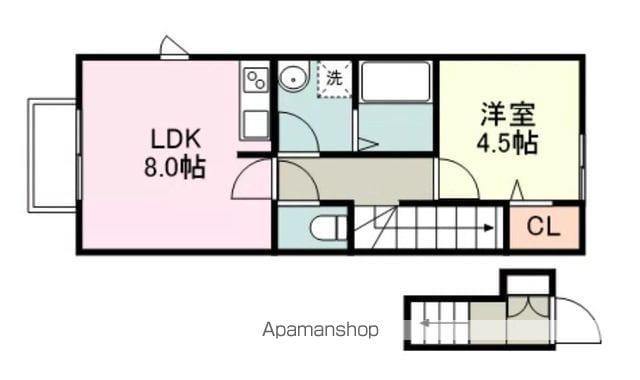 アスコット台原B棟(1LDK/2階)の間取り写真