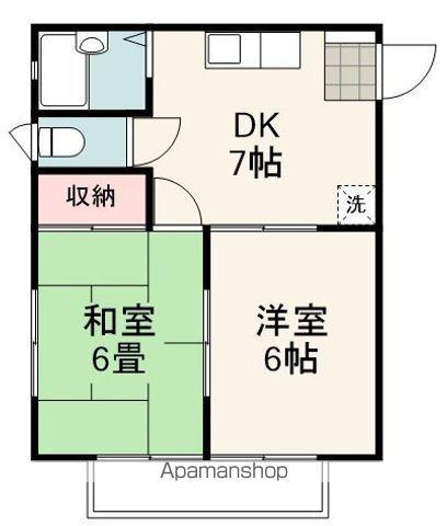 JOY COURT B棟(2DK/2階)の間取り写真