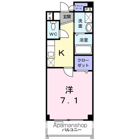 ジュネス湯村(1K/3階)の間取り写真