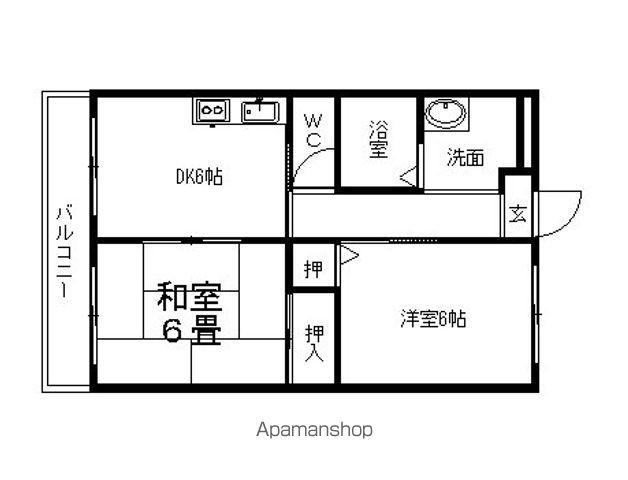 CHEZ-SOI TATSUMI(2DK/1階)の間取り写真