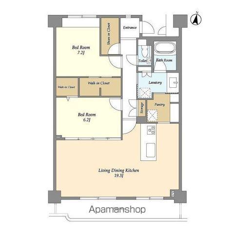 グランハイツ池尻(2LDK/5階)の間取り写真