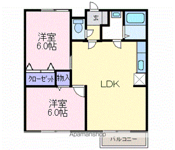 サンライズパーク(2LDK/1階)の間取り写真